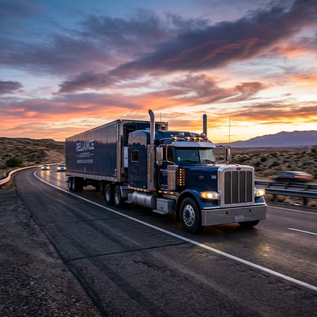 Truck driving on highway